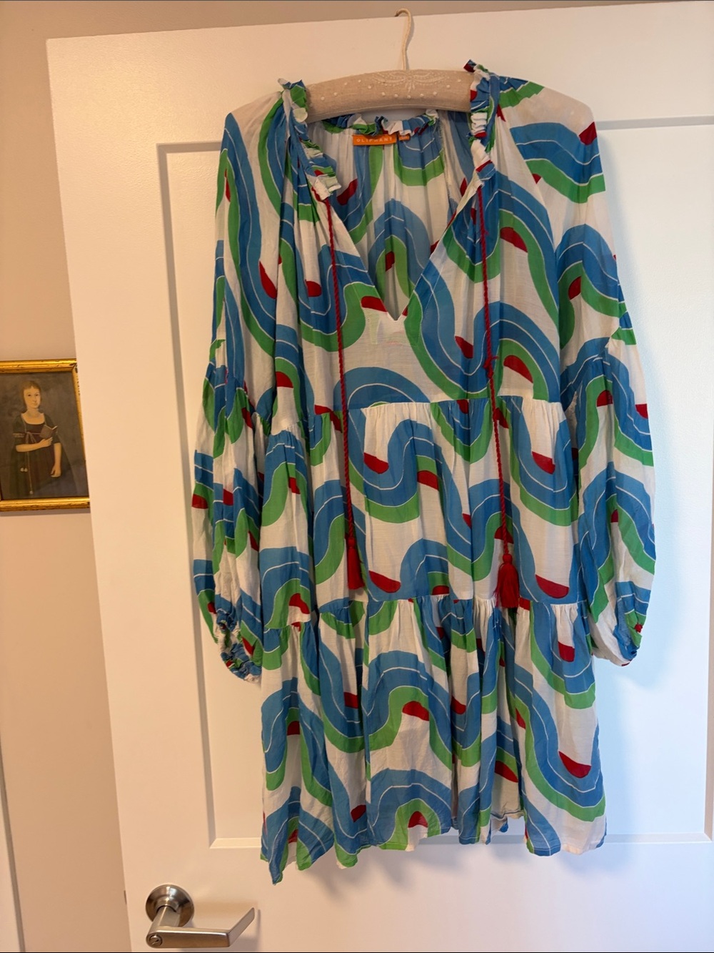 Oliphant Flowy Multicolor Wave-Print Women's Dress - Blue & Green